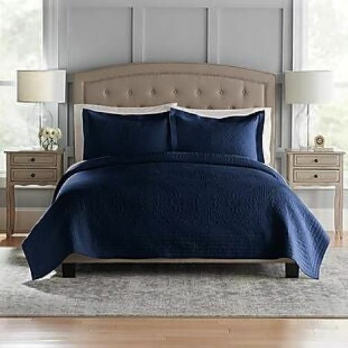CROFT BARROW Solid Navy Quilted 