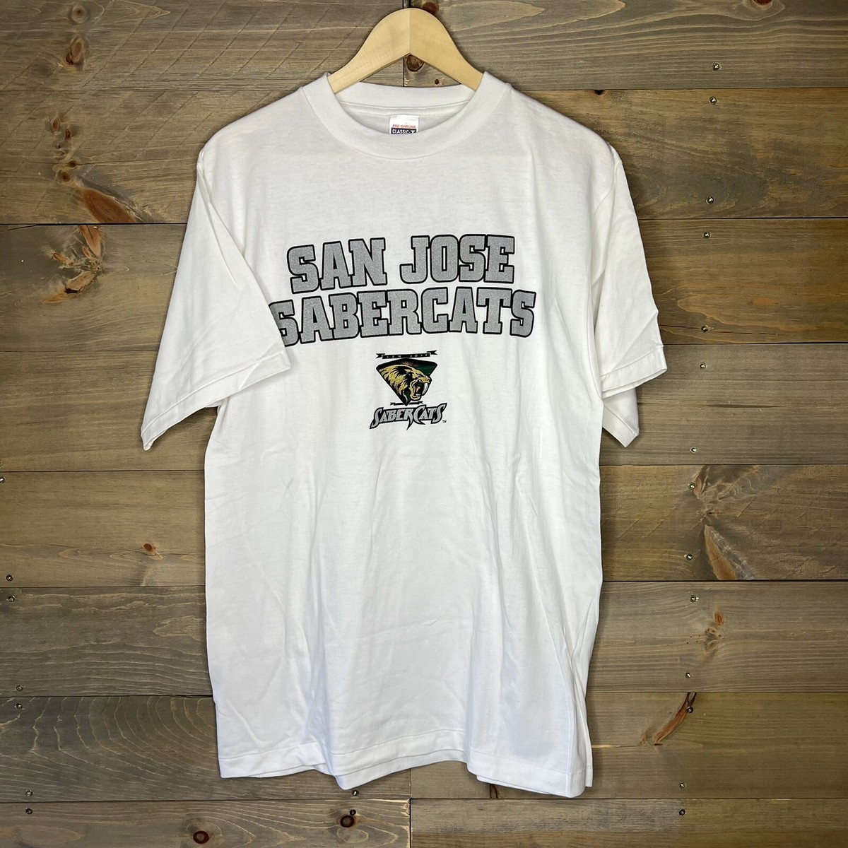 Vintage San Jose Sabercats AFL Arena Football T- Shirt Men's Size Large  White