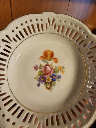 Lot of 4 Vintage B J Z Germany Porcelain Flower Bowl Dishes Reticulated Floral - Picture 16 of 19