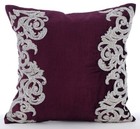 Sofa Pillow Case Purple 16"x16", Room Decor Velvet Bordered - Art Nouveau