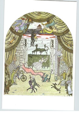 EDWARD GOREY Untitled Drawing Stage Scene 10''x 15'' Wall Art Poster Book Page