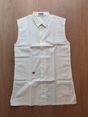 Dior Homme 2004 by Hedi Slimane White sleeveless BEE shirt