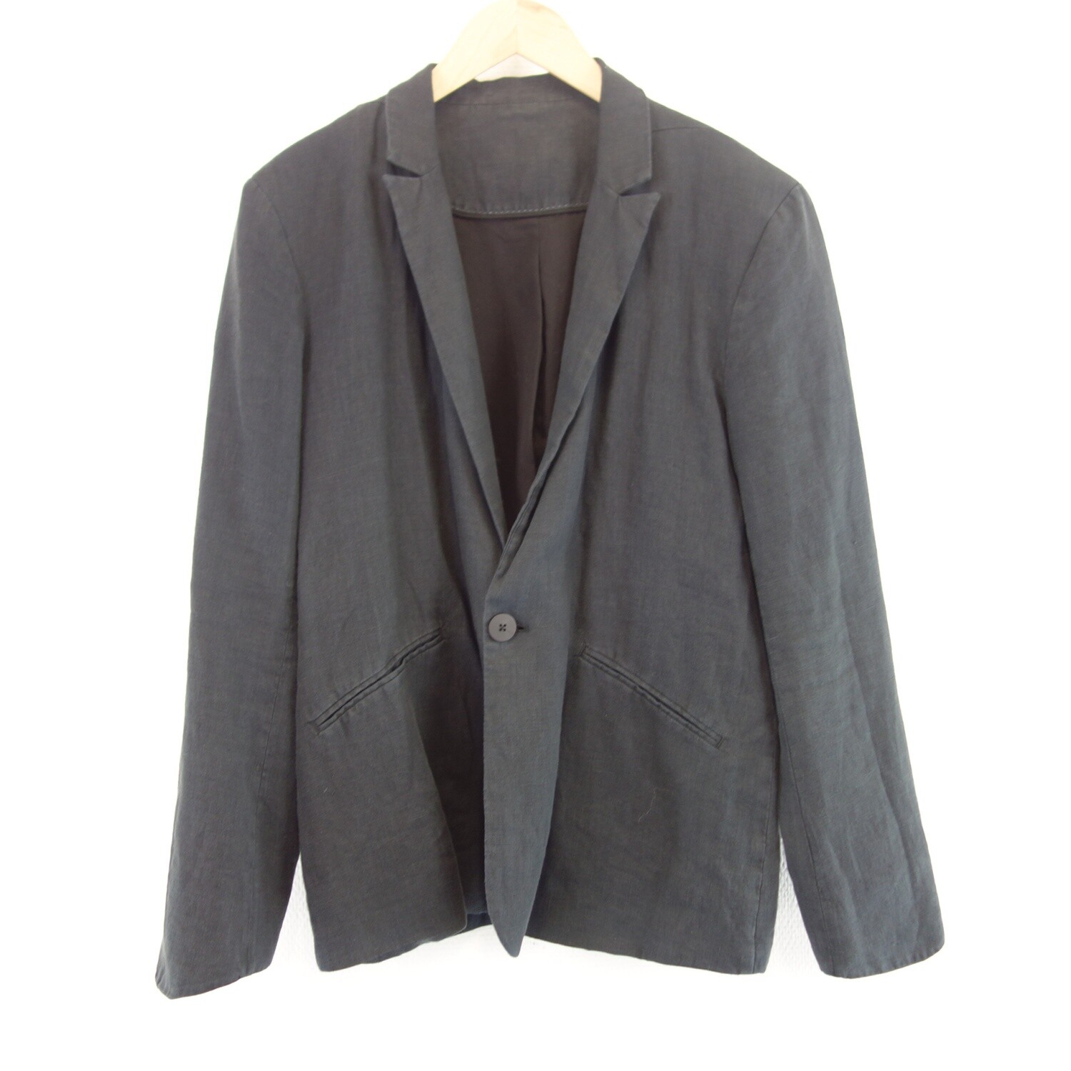 TIGHA Jacke Sakko Herren Jackett Leinen Modell Baine Leinensakko Schwarz L Neu