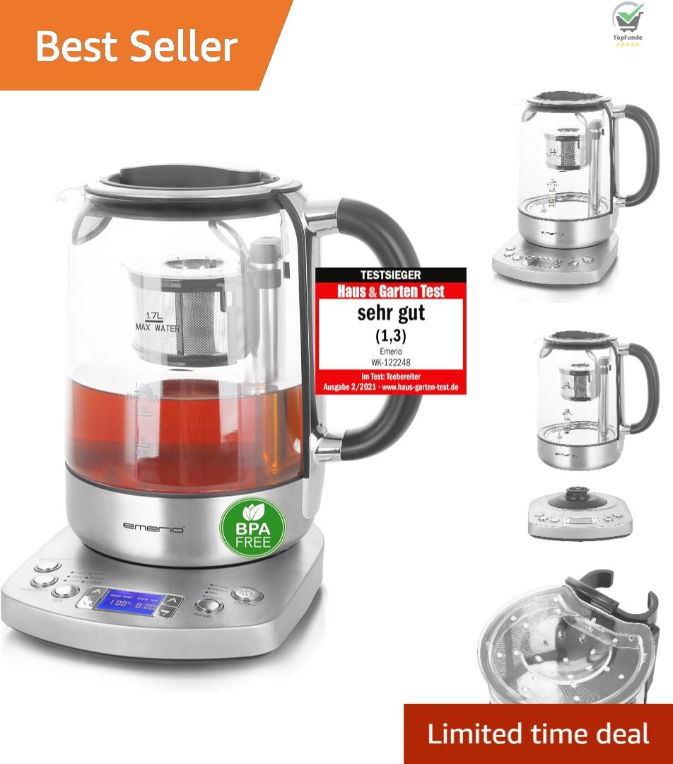 Emerio Glas Teekocher Wasserkocher TESTSIEGER mit Note 1.3 vollautomatisches ...