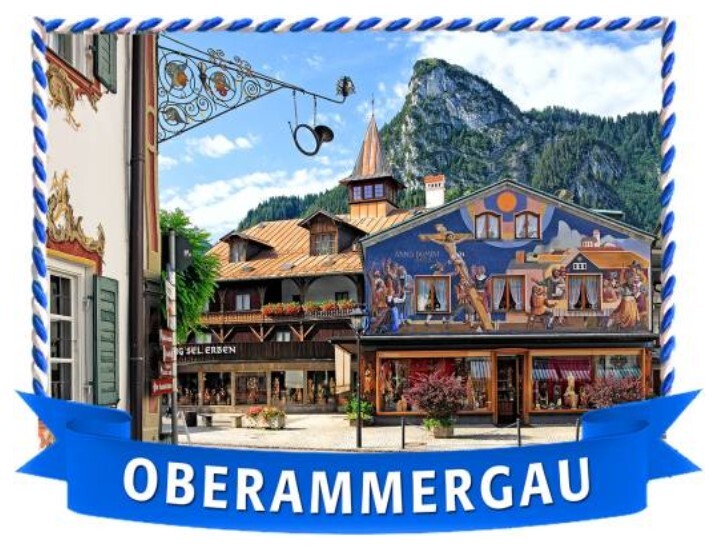 Oberammergau Bavaria village house view premium magnet poly souvenir Germany