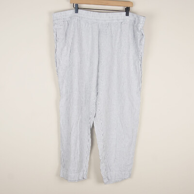 Old Navy High Waisted Linen Blend Straight Leg Pin Striped Pants Womens Sz  2X