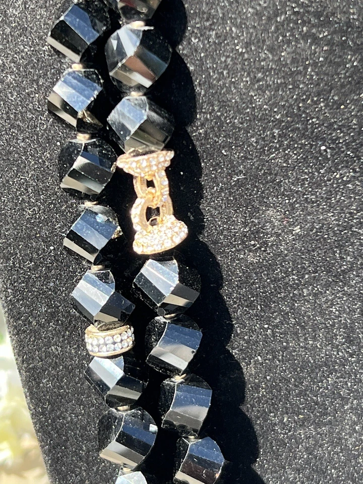 Collar Anne Klein bisutería cristal negro y diamantes de imitación vintage Foto 3 de 4