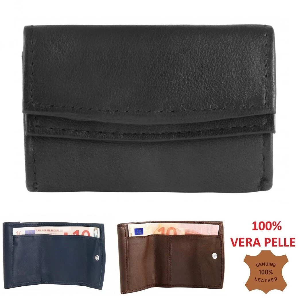 Portafoglio Uomo Piccolo In Vera Pelle Nappa Verde | Da Tasca Con Portamonete