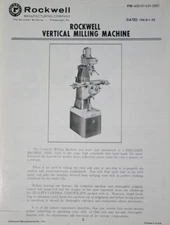 ROCKWELL Vertical Mill Machine Owner Operator Parts Manual ORIGINAL