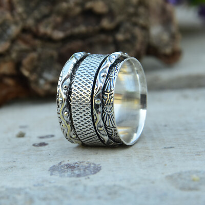 Silber Spinner 925 Sterling Silber Ring Handarbeit Ring Geschenk für Sie EM-543