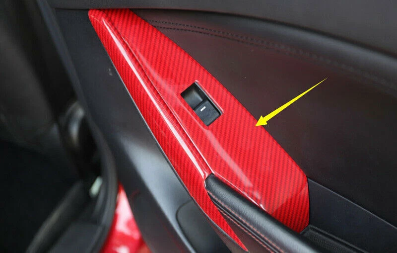Для Mazda 6 2014-2015 из углеродного волокна красный замок окна подъем переключатель кнопка крышка отделка - Изображение 3 из 4