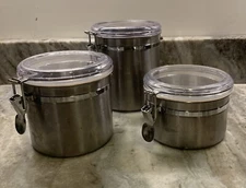 OGGI 3 Piece Lot Stainless Steel Canister Set EUC