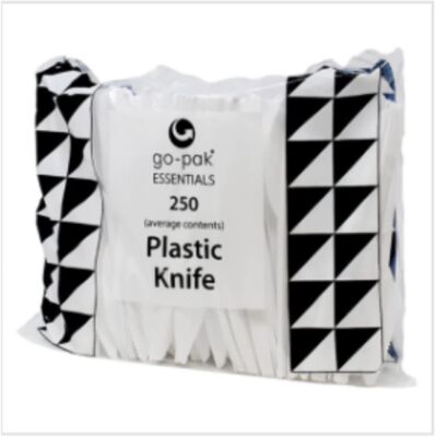 Go-Pak Essentials Kunststoff weiß wiederverwendbares Messer - Packungen mit 250 - 2500 wählbar