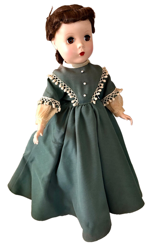 MADAME ALEXANDER Jo of Little Women bambola 14" Maggie Face vestito verde anni 50 - Foto 2 di 17