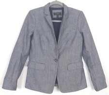 J Crew Regent Blazer Womens Sz 4 Blue Gray 100 Cotton Lined 1 Button Academia