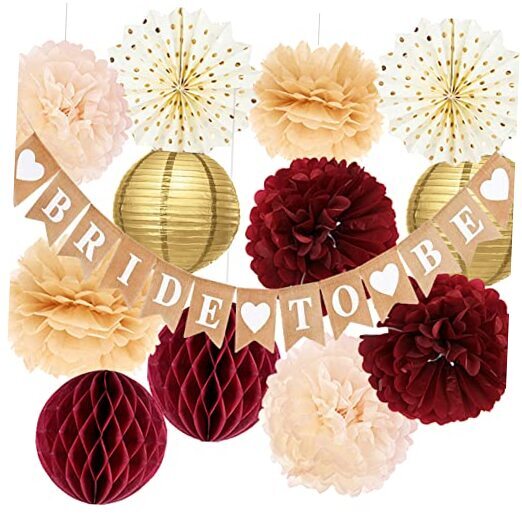 Fall Bridal Shower Decorations/Maroon Gold Burgundy Gold Bachelorette Party