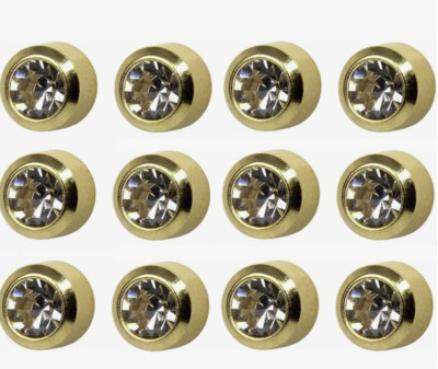 Caflon Surgical Steel 3mm Earrings studs 12 pair Gold plated clear stone