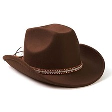 Men Women's Felt Wide Brim Western Cowboy Outdoor Medium A Shiny-coffee