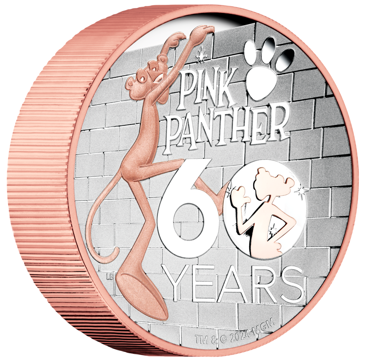 2024 5oz 9999 Silver Gilt by Gold Pink Panther High Relief PROOF