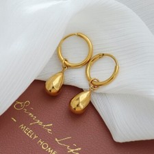 Fashion Woman 18k Gold Plated Teardrop Earring Stud Huggie Dangle Drop