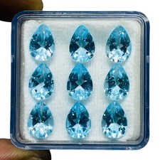 VVS 9 Pcs Natural Sky Blue Topaz 10x7mm Pear Cut Top Quality Loose Gemstones Lot