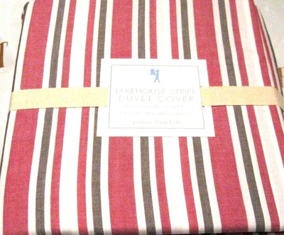 Pottery Barn Kids Duvet Cover Lakehouse Stripe Full Queen Red