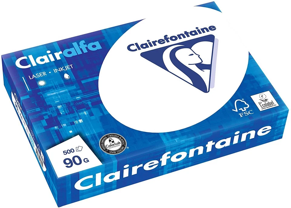 CLAIFONTAINE Clairefontaine 2896 Druckerpapier Clairalfa in Weiß 500 Blatt DIN A4 90 gr / m²
