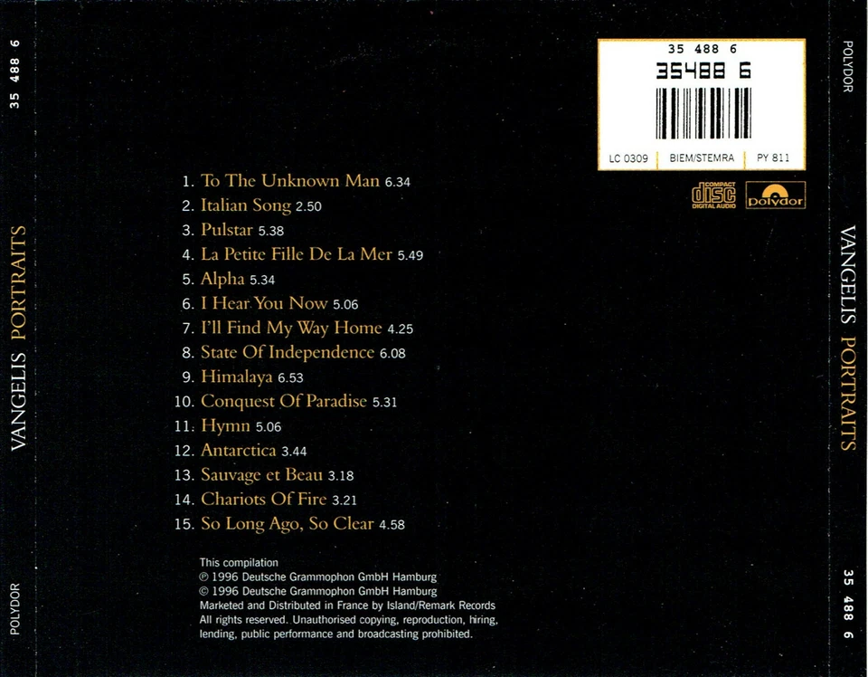 (CD) Vangelis + Jon & Vangelis - Portraits - Conquest Of Paradise, Pulstar, u.a. - Bild 2 von 2