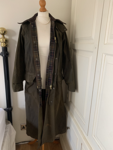 Barbour Classic Burghley Wax Ladies Full Length Coat Khaki Country UK12 - Picture 14 of 17