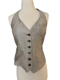 Anne Fontaine Paris Romeo Linen Blend Waistcoat Corset Vest Top Size 40 US 6/8