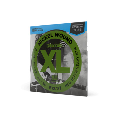 Drop D Tuning Saiten für E-Gitarre von D'Addario EXL117 11-56 Stärke