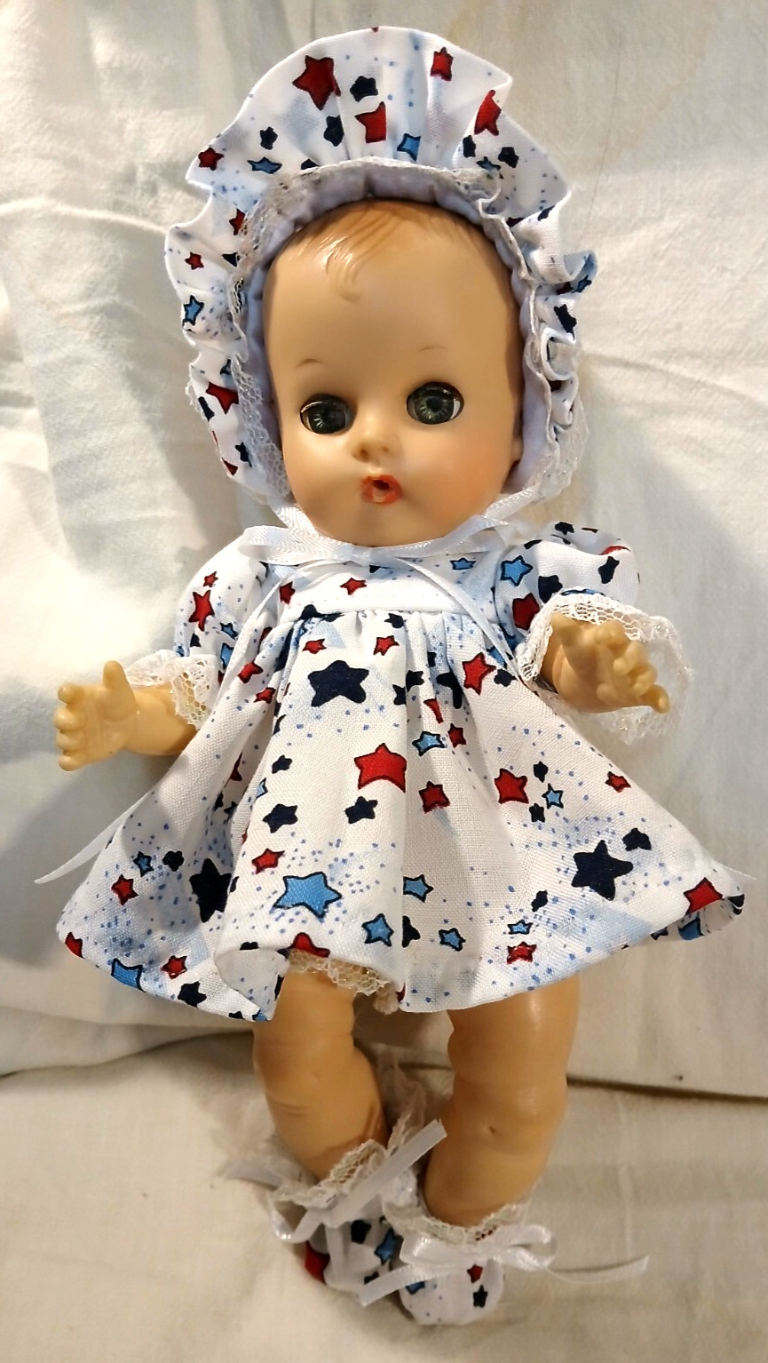 : 8" Ginnette 4pc Red White Blue Stars- Dress Bonnet Booty P