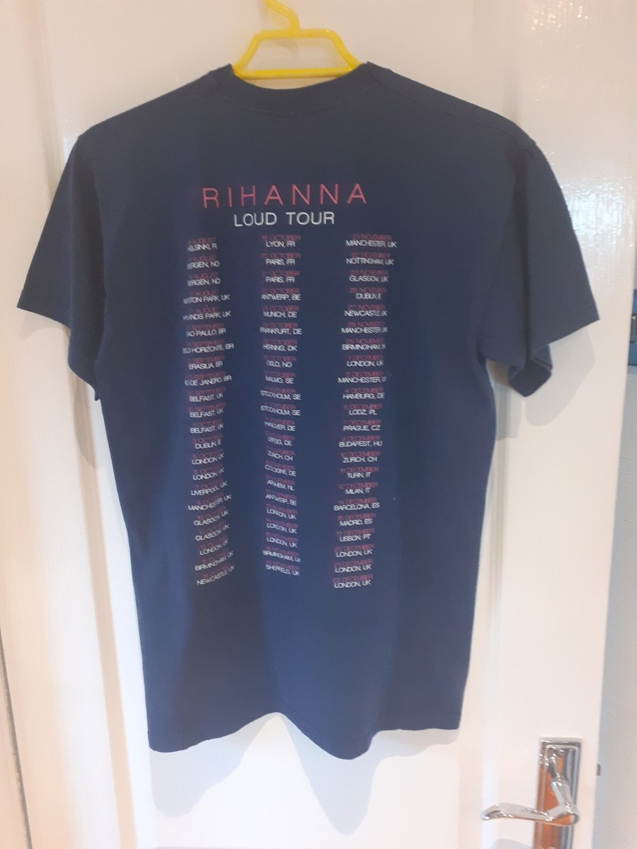 Rihanna Loud Tour T Shirt.Spellout. Front & Back Print. Blue