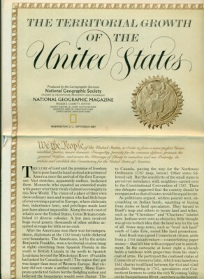 NATIONAL GEOGRAPHIC MAP - THE TERRITORIAL GROWTH OF THE UNITED STATES - 1987