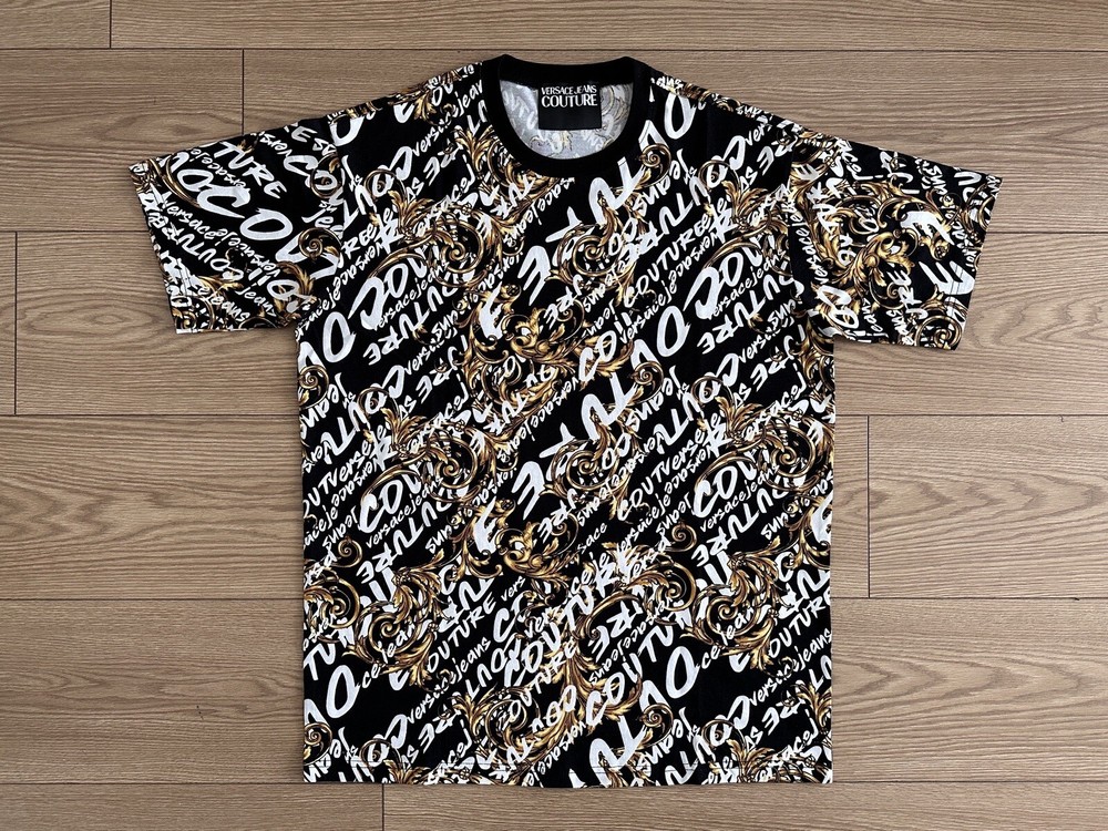 Versace Jeans Couture Baroque Print Black MEDIUM Size T-shirt New