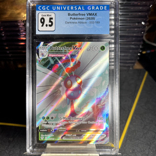CGC 9,5 EDELSTEINE MT butterfrei VMAX 002/189 2020 Pokemon Dunkelheit Flammen