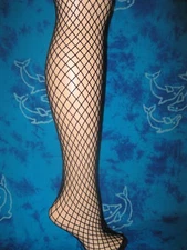 Leg Avenue Black Fishnet Fencenet Larger Diamond Pattern Stockings w/ Plain Top
