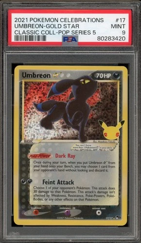 Pokemon Umbreon Gold Star Celebrations Classic Coll POP Series 5 Holo #17 PSA 9