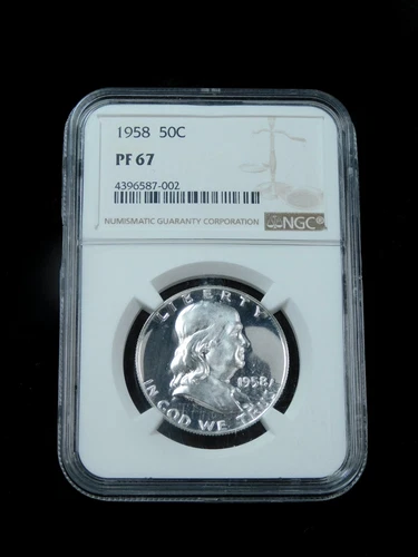 1958 50c Proof Franklin Silver Half Dollar - NGC PF67