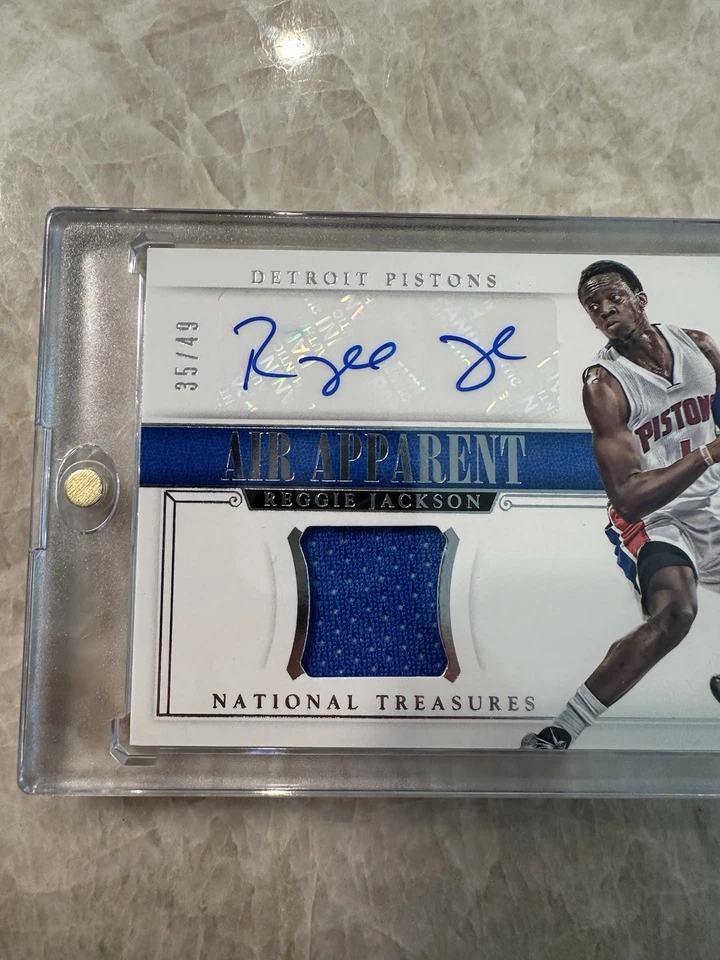 Parche de camiseta 2014-15 National Treasures Reggie Jackson Air Apparent automático/49 SP Foto 2 de 4
