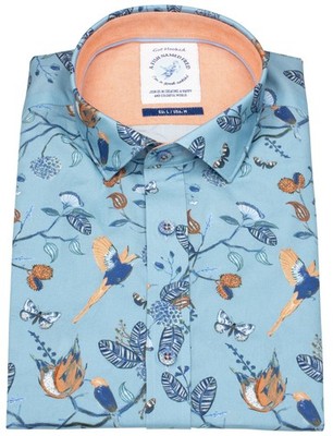A Fish Named Fred Kurzarmhemd Modern Fit Vögel hellblau