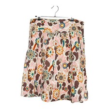 Old Navy Floral Skirt Women 8 Pink Brown Excellent Low Waist Retro Mod Cotton