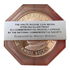 1971 Franklin Mint NCS Coin Medal The Knute Rockne Sterling Silver Proof