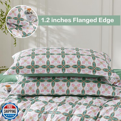SAPHREAS King Boho Duvet Cover Green Paisley Bedding Set with 8 Corner Ties a...