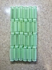Vtg 24 Pcs, Retro WIL-HOLD Mesh Plastic Green Hair Rollers Size 2.75  X 7/8  