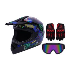 Youth Kids Motocross Helmets Offroad Helmet Gloves Goggles DOT Certification  