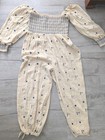 NEW Free People Dahlia Floral Embroidered Ribbed Jumpsuit LARGE — photo 2