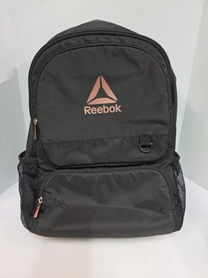 Reebok Paige 18'' Backpack Black & Rose Gold Tech Laptop Sleeve Bottle Cell NWOT