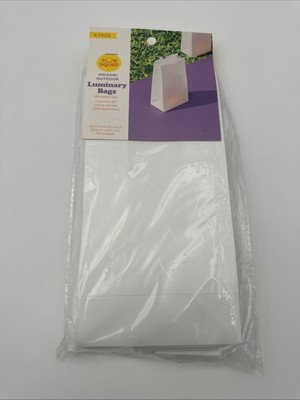 Sun Squad Indoor/Outdoor Luminary Bags White Reusable Resin 6 Pack 10 x 5 x3 