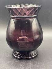 Vintage Fenton Amethyst Quilted Edge Ribbed Glass Vase